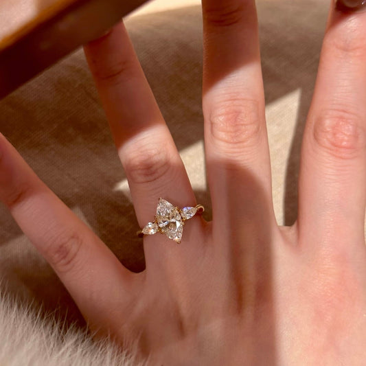 Marquise Aura Three-Stone Ring |18K Gold Plated S925 Silver - Lunelle Atelier