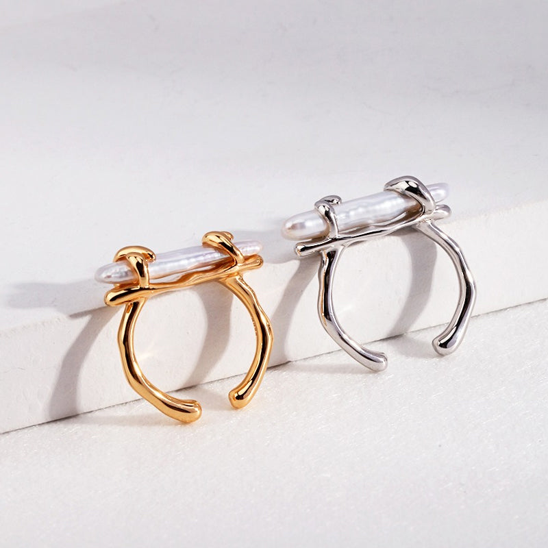 Fluid Wrap Adjustable Freshwater Pearl Ring