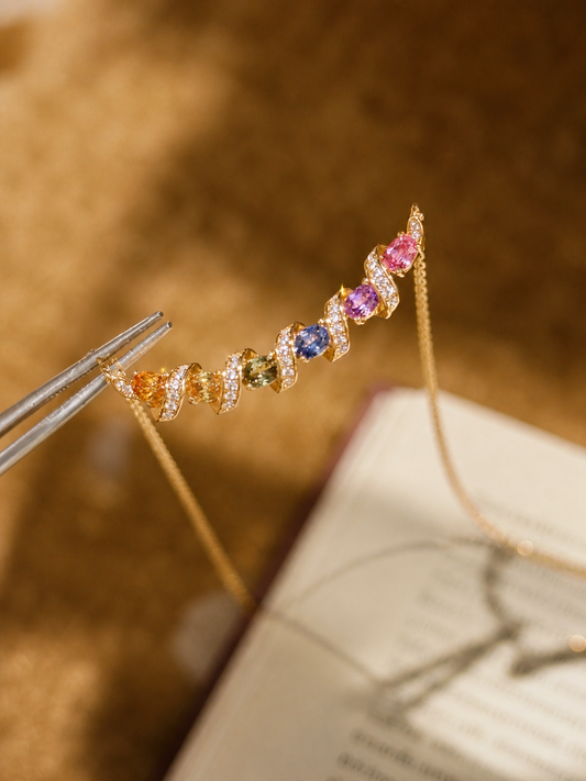 Rainbow Smile Necklace | Lab-Grown Gemstones - Lunelle Atelier