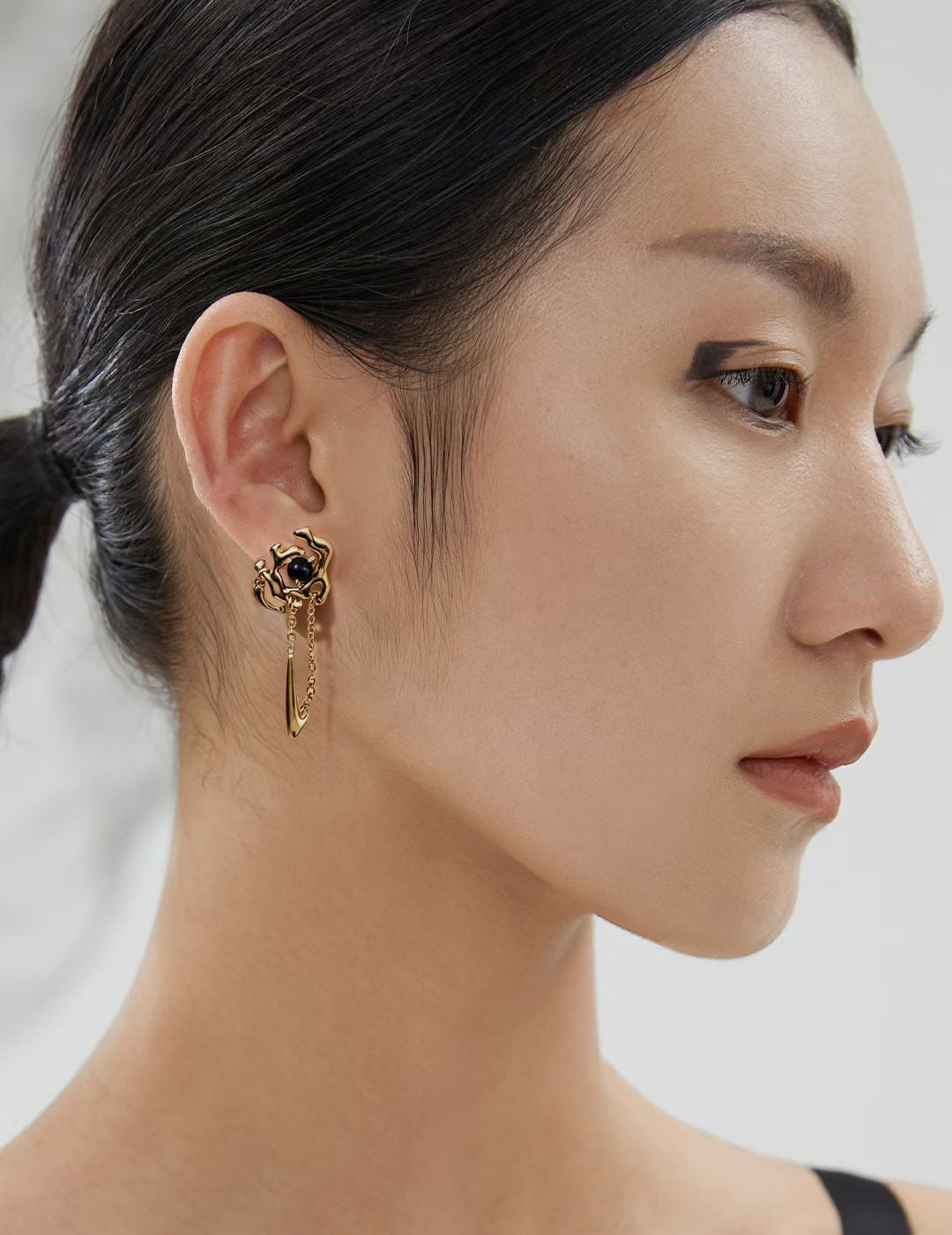 Molten Black Onyx Drop Earrings