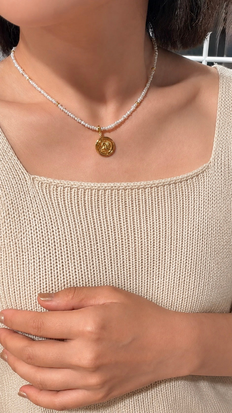 Mini Freshwater Pearl Beaded Necklace | 18k Gold Plated