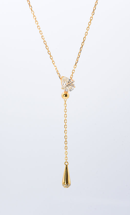 Dew Drop Asteroid Y-Chain Necklace, Yellow Gold - Lunelle Atelier