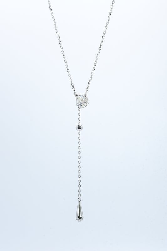 Dew Drop Asteroid Y-Chain Necklace, White Gold - Lunelle Atelier