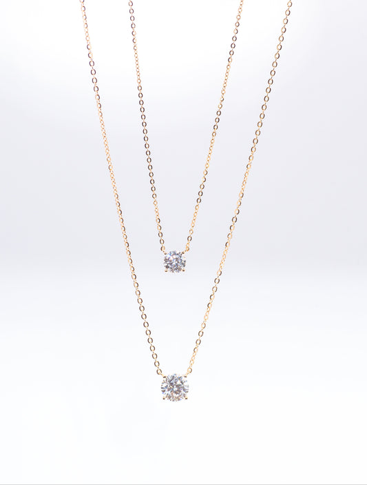 Classic Four Claw Moissanite Necklace, Champagne Gold - Lunelle Atelier