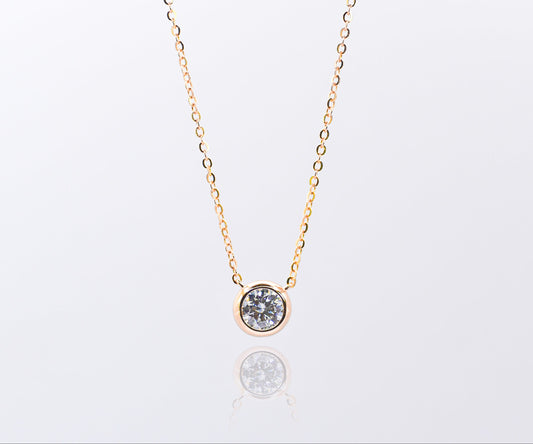 Single Bubble Moissanite Necklace 1 Carat, Champagne Gold - Lunelle Atelier