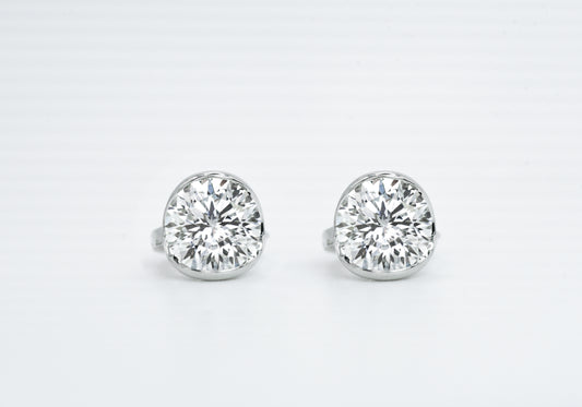 Floating Moissanite Ear Huggies 3 carat | Rhodium-Plated Sterling Silver - Lunelle Atelier