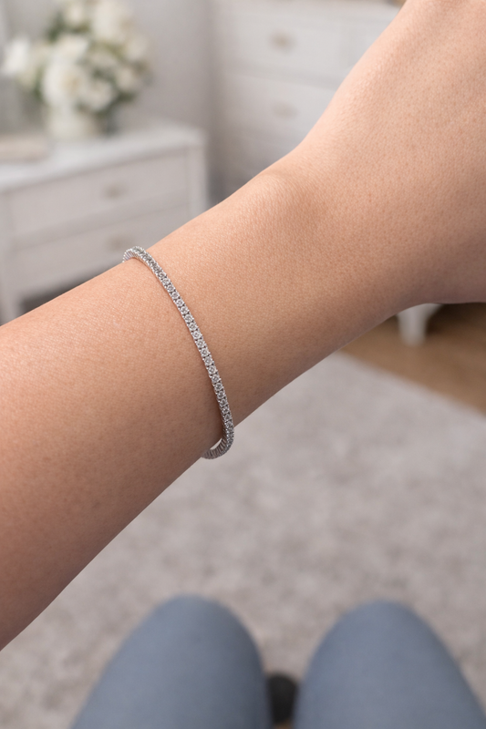Petite Tennis Bracelet | Rhodium Plated - Lunelle Atelier