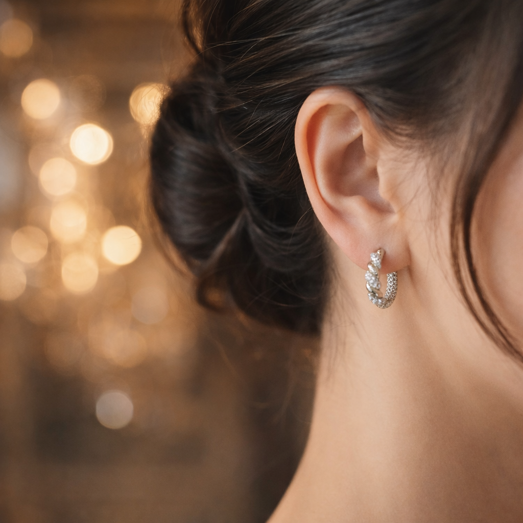 Twisted Pavé Hoop Earrings | Sterling Silver - Lunelle Atelier