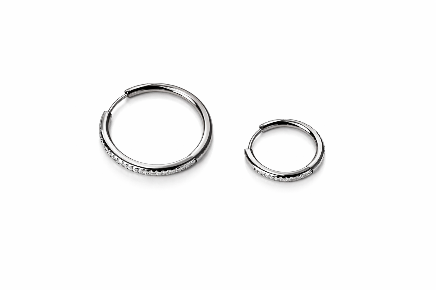 Round Moissanite Circle Hoop Earrings | Sterling Silver - Lunelle Atelier
