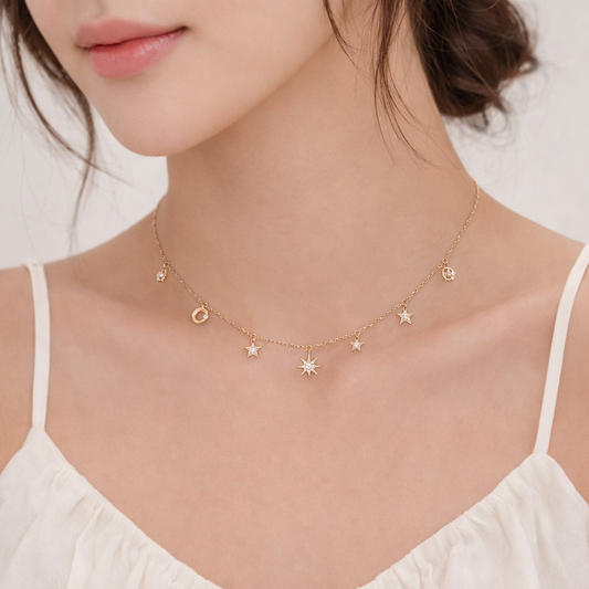 Celestial Drizzle Moissanite Necklace | Sterling Silver - Lunelle Atelier