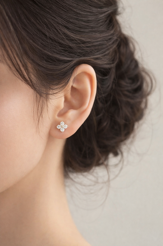Lucky Petal Mini Stud Earrings |18K Gold Plated Sterling Silver