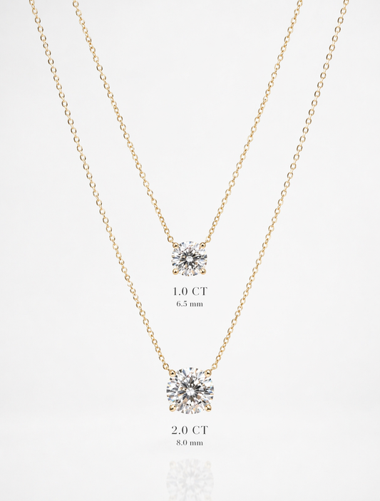 Classic Four Claw Moissanite Necklace | Champagne Gold - Lunelle Atelier