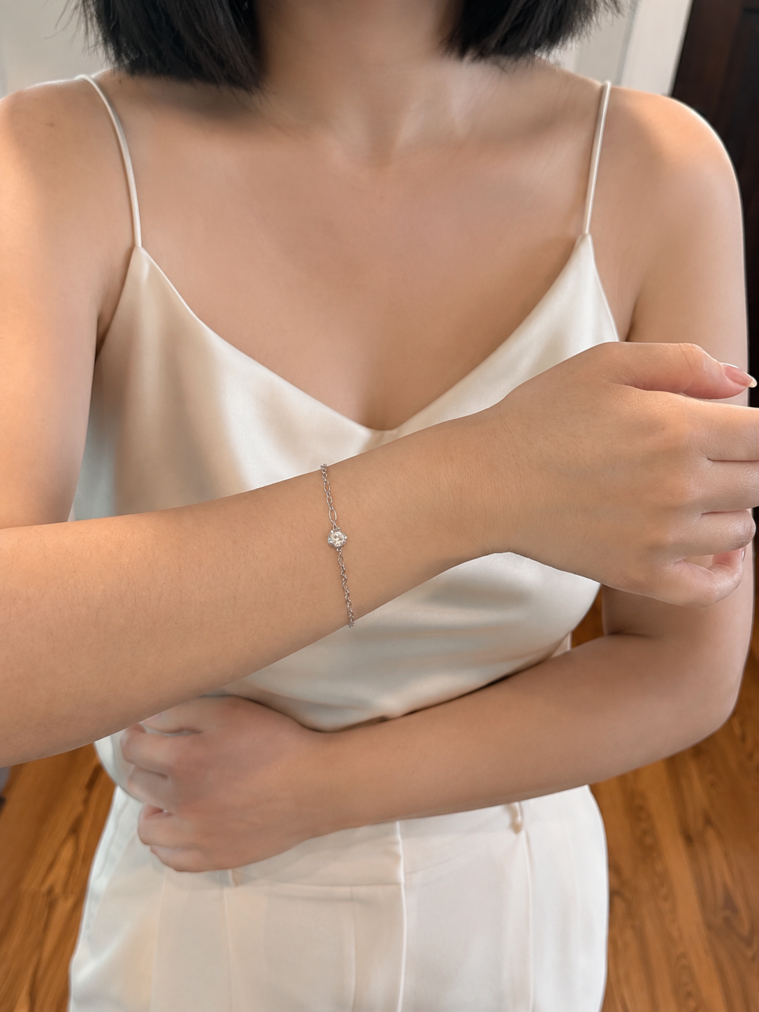 Adjustable Bezel Moissanite Chain Bracelet