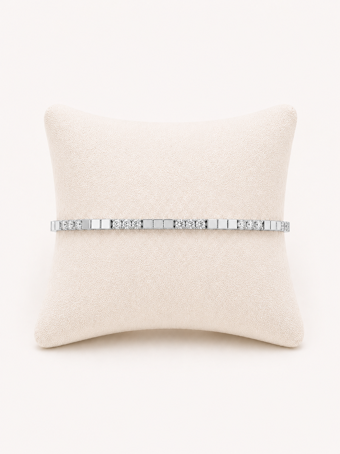 Lunelle Atelier Modern Bar Tennis Bracelet with sleek metal bars and delicate chain design, stylish jewelry accessory.