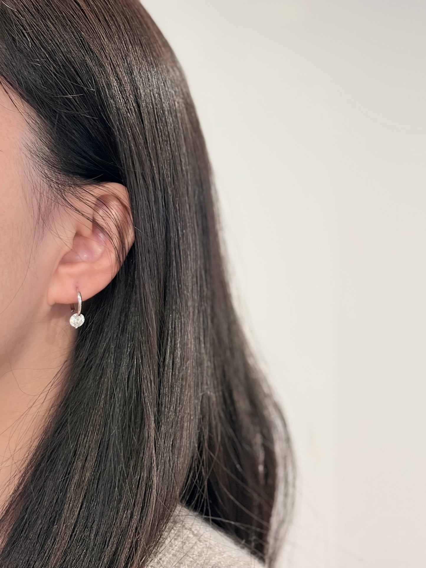 Moissanite Drop Ear Huggies 1 Carat, White Gold - Lunelle Atelier