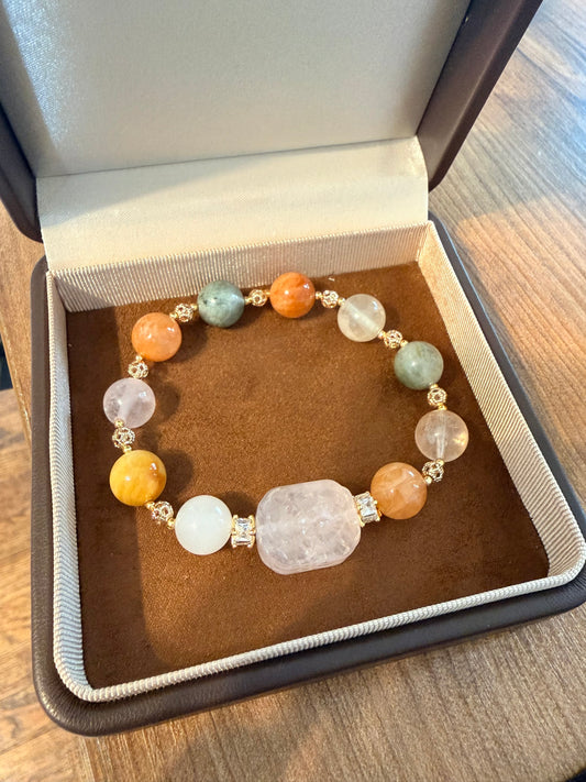 Rose Garden Bloom Bracelet | Rose Quartz Rutilated Quartz