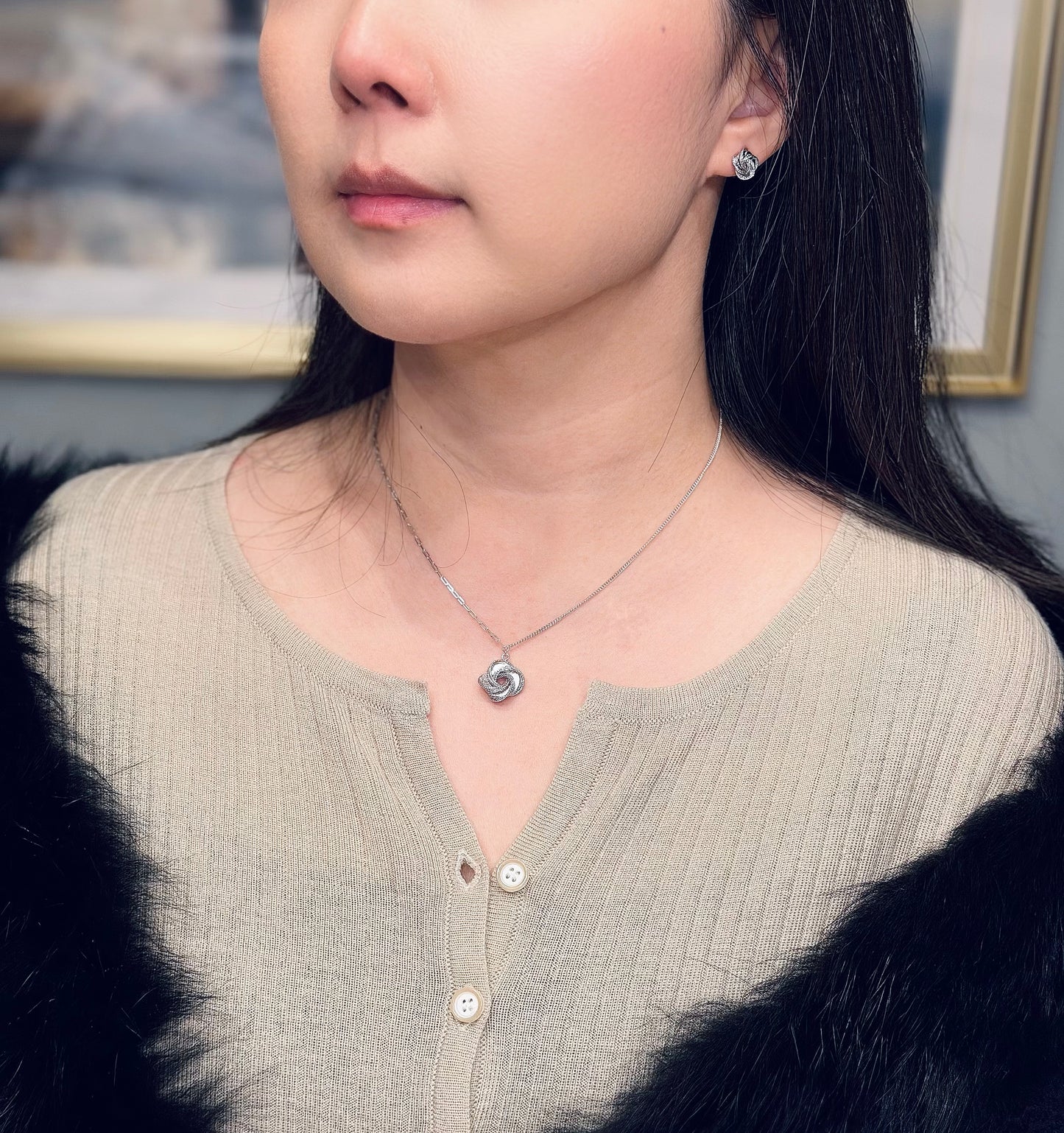 Mobius Swirl Necklace, White Gold - Lunelle Atelier