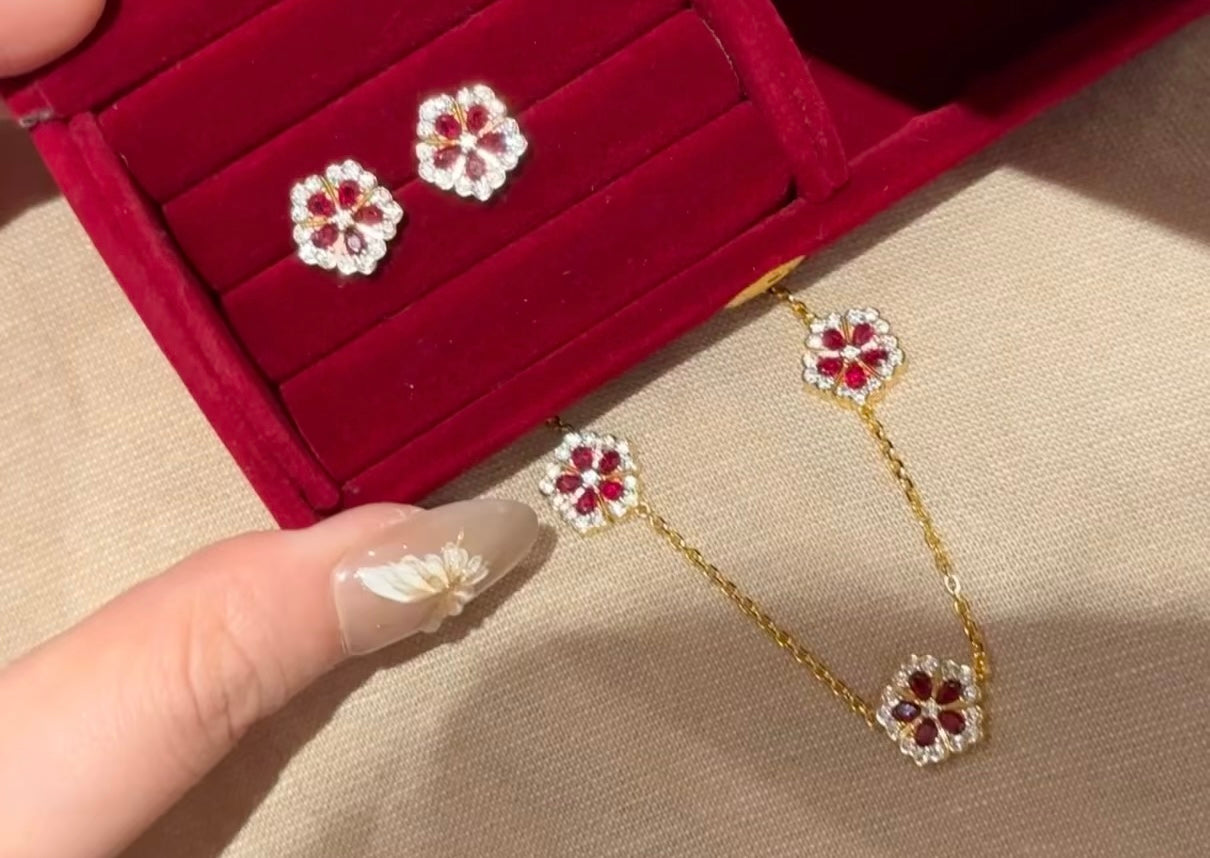 Royal Ruby Fleur Earrings - Lunelle Atelier