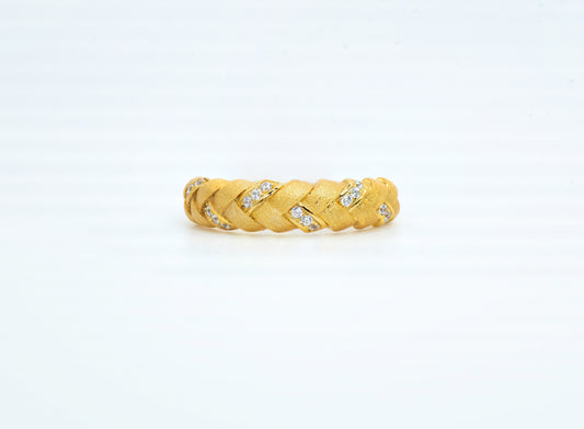 Brushed Braid Ring, 18K Gold over Sterling Silver