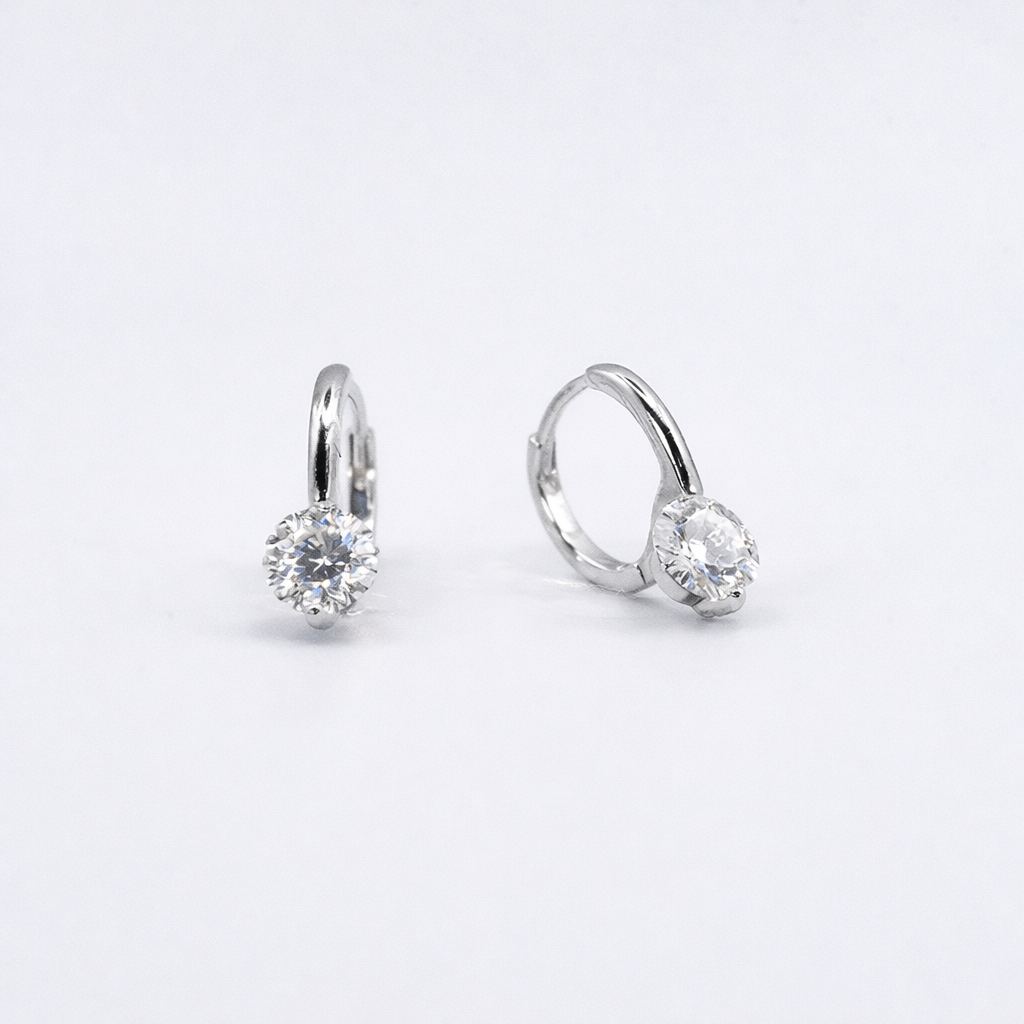Moissanite Drop Ear Huggies 1 Carat | Rhodium-Plated Sterling Silver