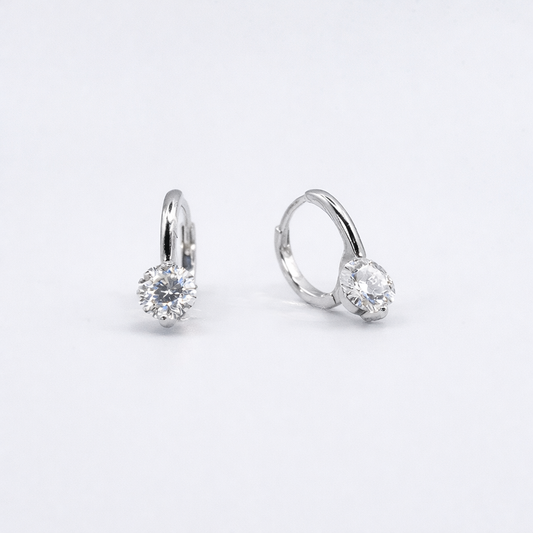Moissanite Drop Ear Huggies 1 Carat | Rhodium-Plated Sterling Silver