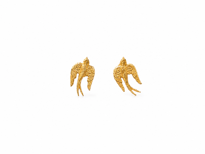 Lunelle Atelier brushed swallow stud earrings featuring sleek, minimalist metal design on a plain background