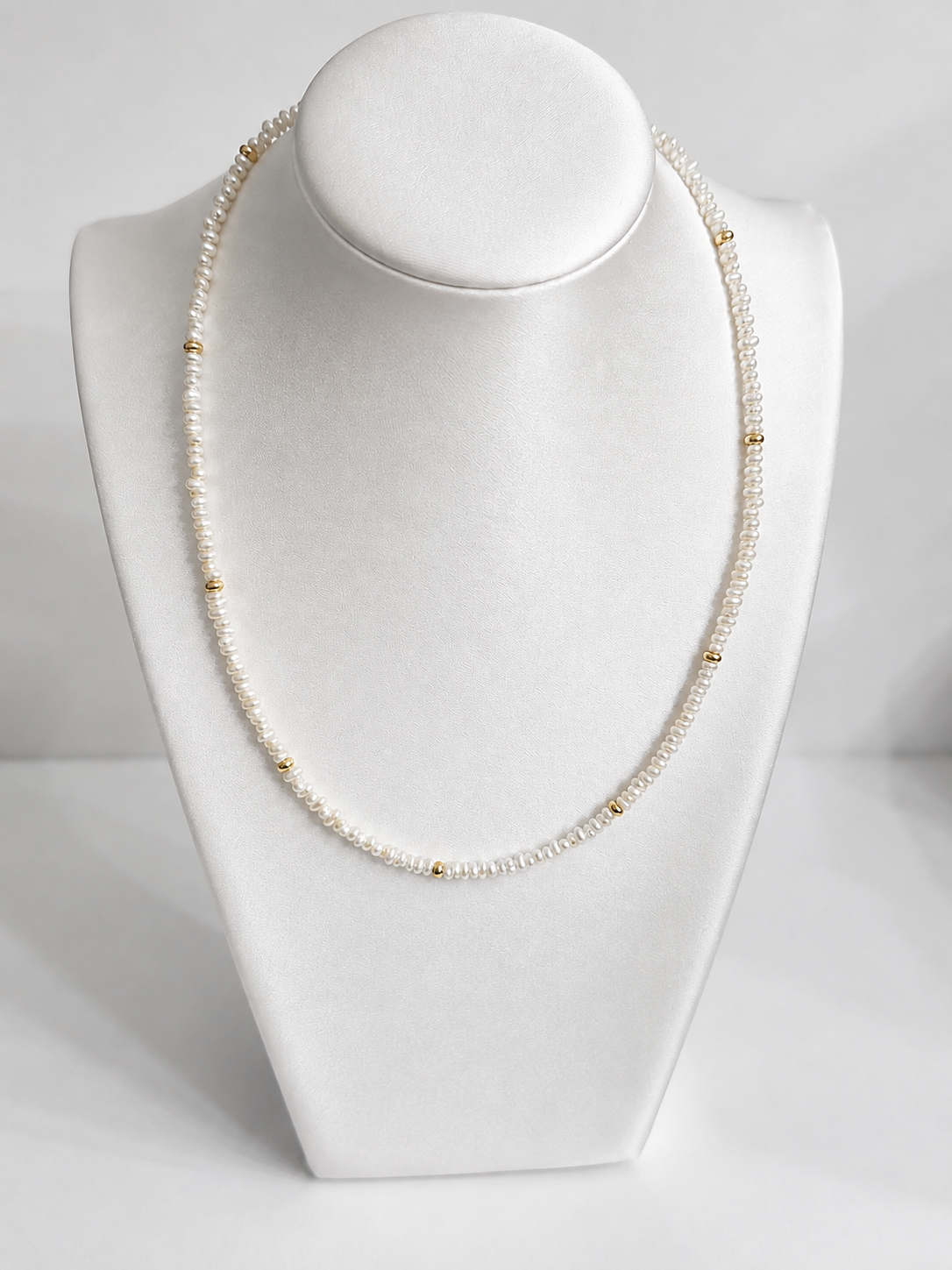 Mini Freshwater Pearl Beaded Necklace | 18k Gold Plated