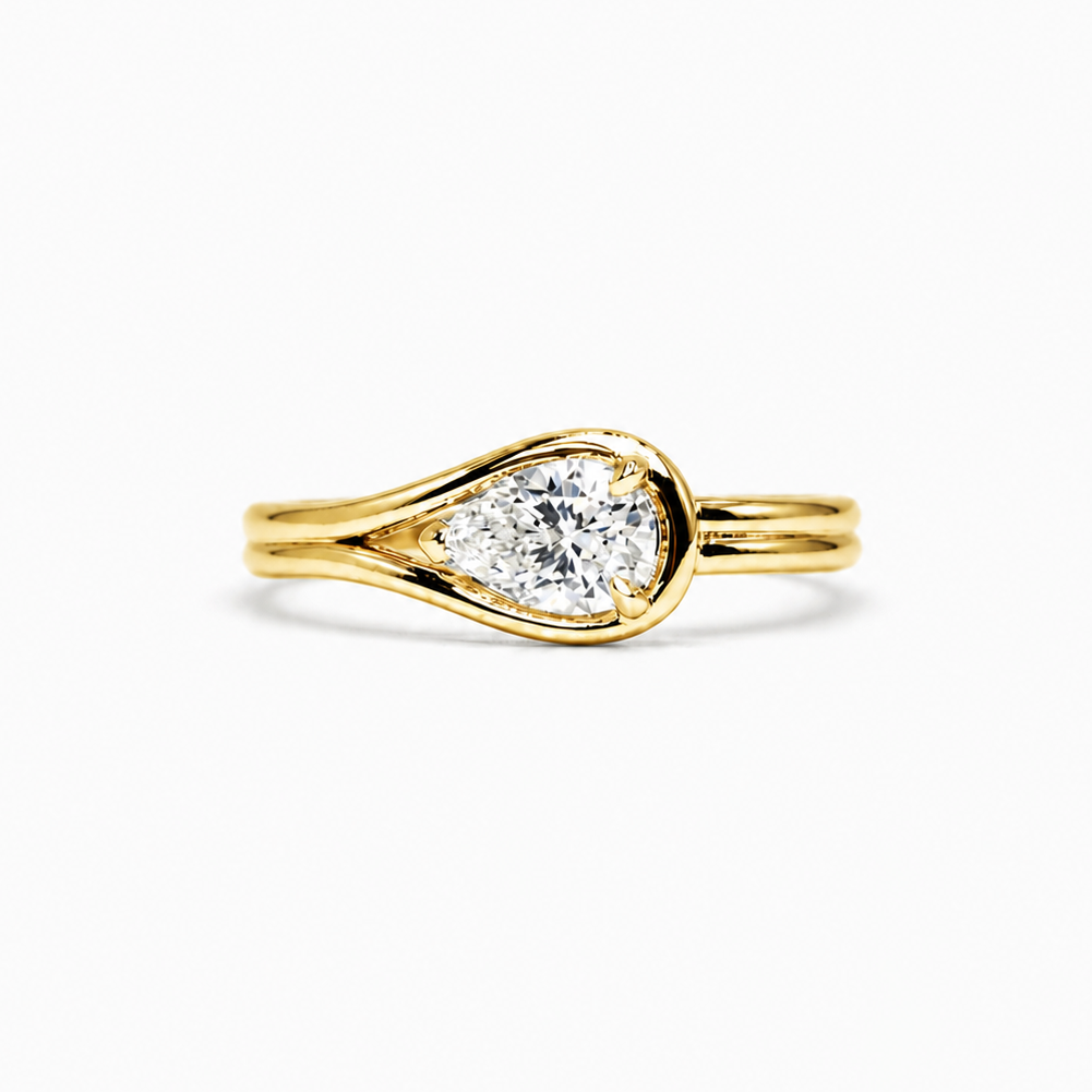 Pear-Shaped Ring |18K Gold Plated Sterling Silver - Lunelle Atelier