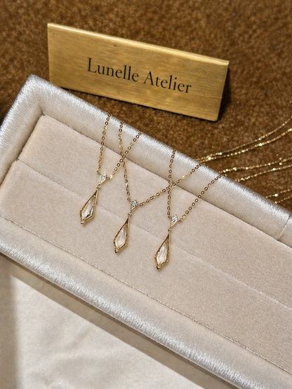 Cold Light Crystal Drop Necklace - Lunelle Atelier