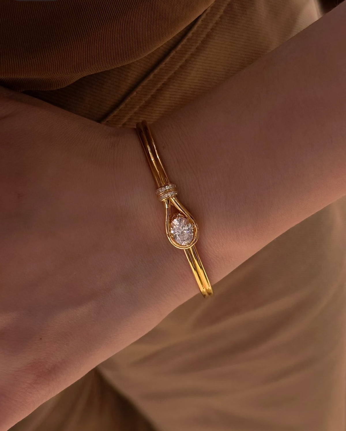 Lunelle Atelier teardrop solitaire open bracelet with delicate design and gemstone detail, stylish jewelry accessory