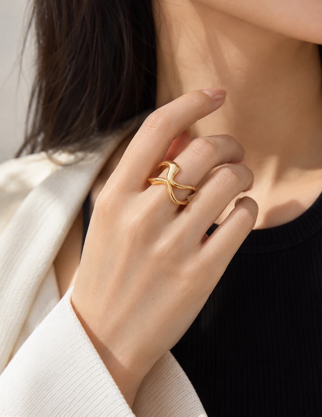 Double Wave Open Ring
