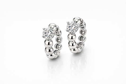 Beaded Bubble Hoop Earrings | Rhodium Plated - Lunelle Atelier