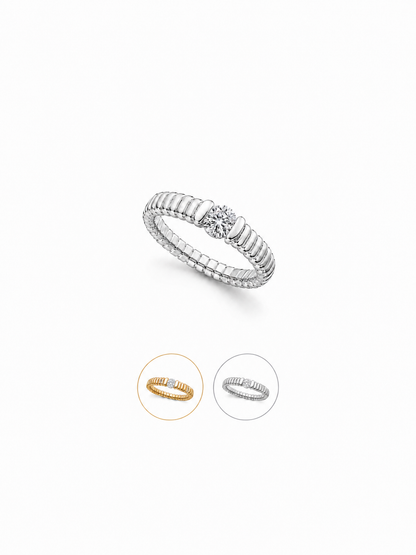 Satin Ribbon Moissanite Solitaire Ring