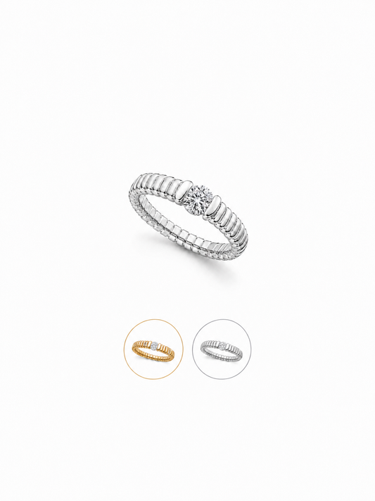 Satin Ribbon Moissanite Solitaire Ring