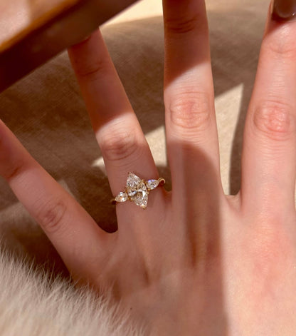 Marquise Aura Three-Stone Ring |18K Gold Plated S925 Silver - Lunelle Atelier