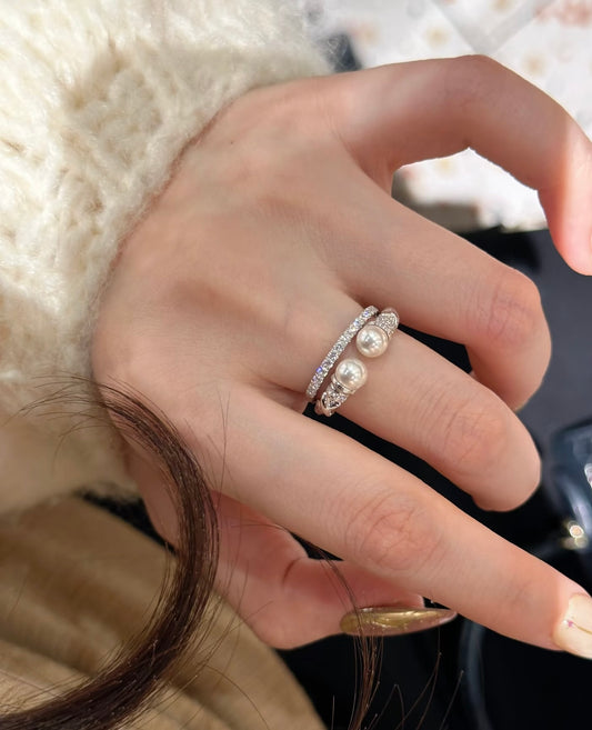 Luminous Dual Pearl Cable Ring - Lunelle Atelier