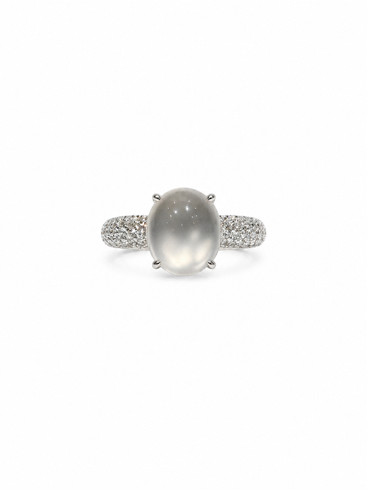 Moon Mist Cabochon Ring | Natural Russian Icy Jade - Lunelle Atelier