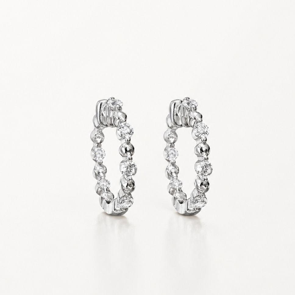 Stella Dust Beaded Hoop Earrings | Silver Finish - Lunelle Atelier