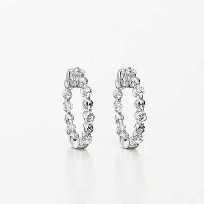 Stella Dust Beaded Hoop Earrings | Silver Finish - Lunelle Atelier