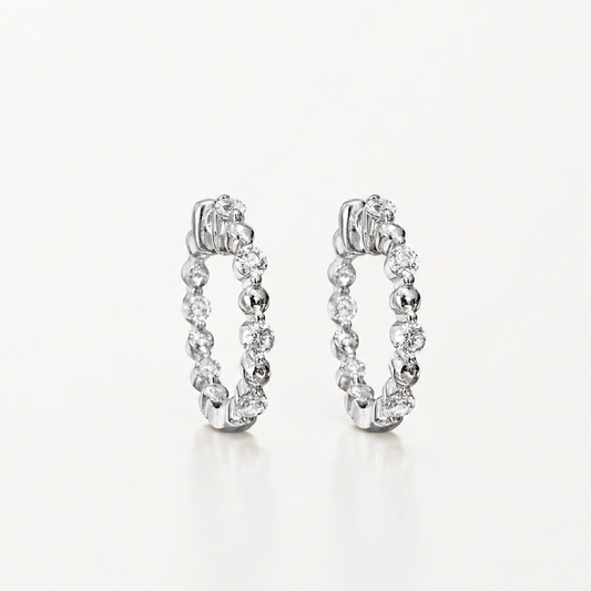 Stella Dust Beaded Hoop Earrings | Silver Finish - Lunelle Atelier