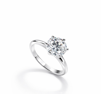 Classic Six-Prong Solitaire Ring 2 Carat | Rhodium-Plated Sterling Silver - Lunelle Atelier