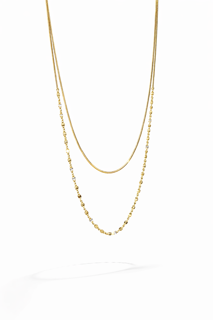 Soft Glow Double Layer Snake Chain Necklace - Lunelle Atelier