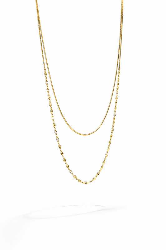 Soft Glow Double Layer Snake Chain Necklace - Lunelle Atelier