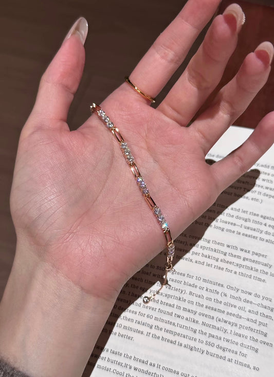 Lunelle Atelier Sparkle Link Station bracelet with shiny chain and sparkling accents, elegant jewelry accessory for women