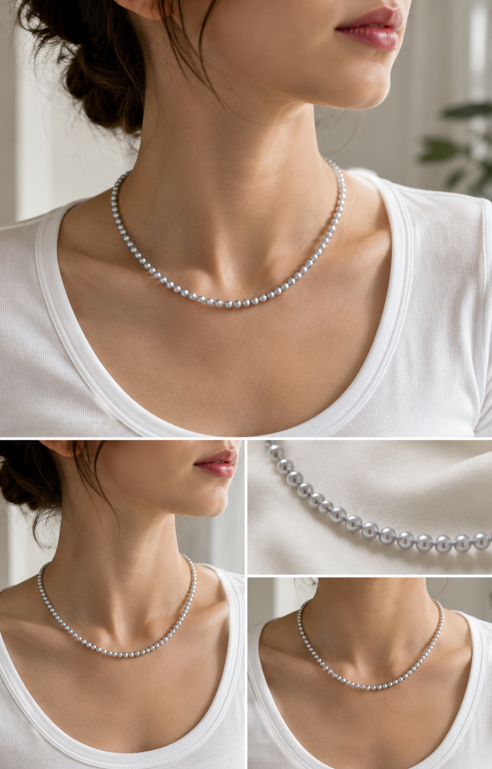 Light Gray Freshwater Pearl Necklace | Sterling Silver