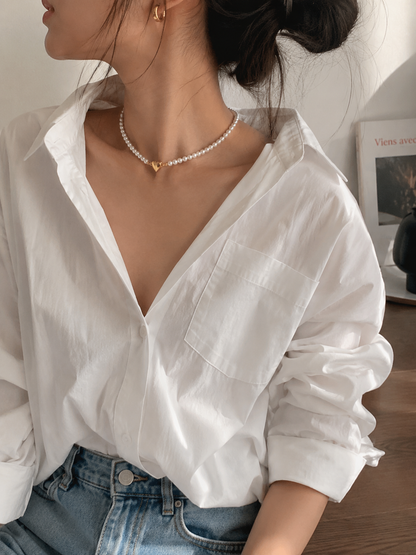 Aurora Freshwater Pearl Necklace | Heart Magnetic Clasp - Lunelle Atelier