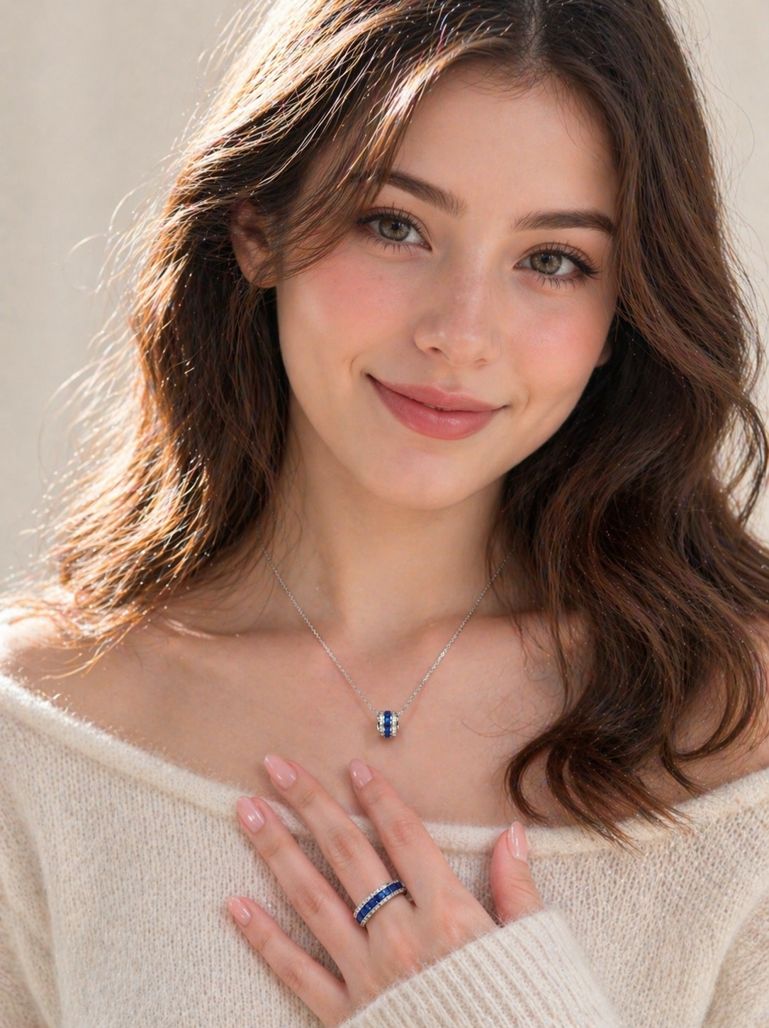 Midnight Riva Pendant Necklace | Lab-Grown Blue Sapphire - Lunelle Atelier