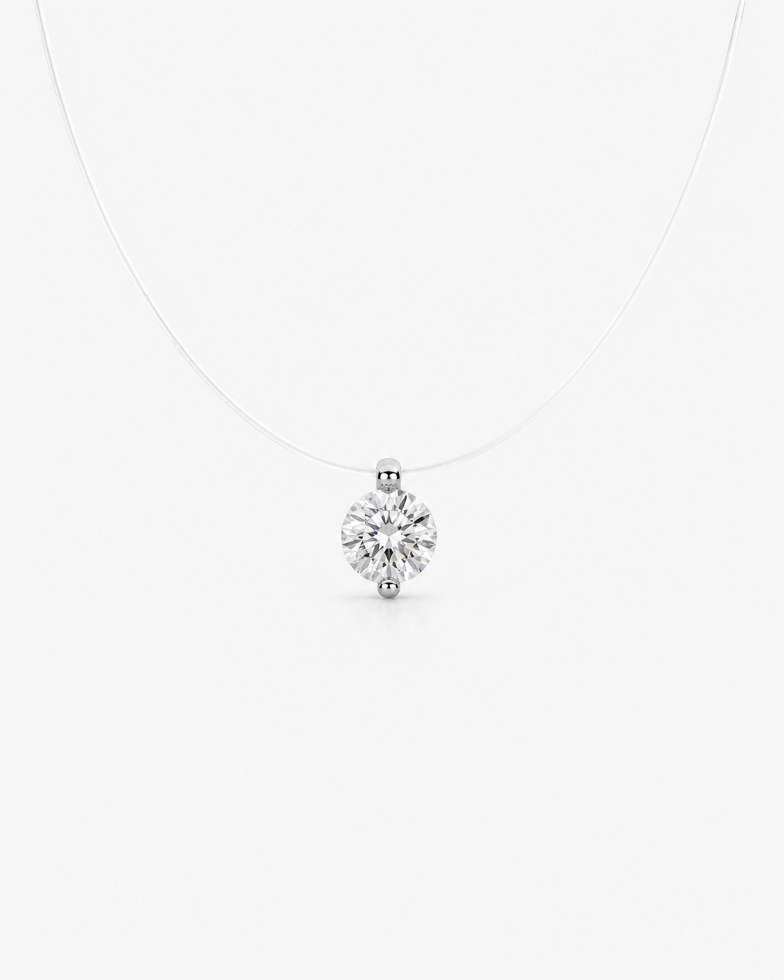 Floating Light Necklace | 1 Carat Clear Moissanite - Lunelle Atelier
