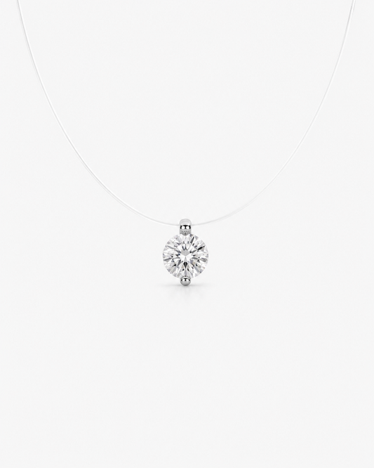 Floating Light Necklace | 1 Carat Clear Moissanite - Lunelle Atelier