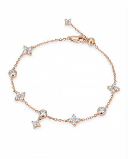 Clover Bloom Tassel Bracelet, Rose Gold - Lunelle Atelier